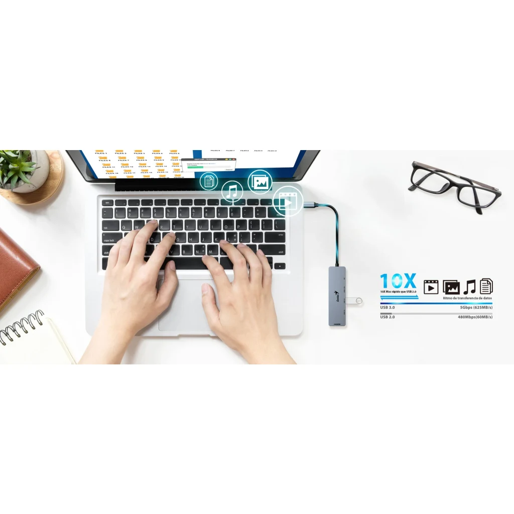 Imagen 8 de GENIUS HUB 5 in 1 PLUG TYPE-C to JACK HDMI, PD, USB 3.0-UH-500-GR