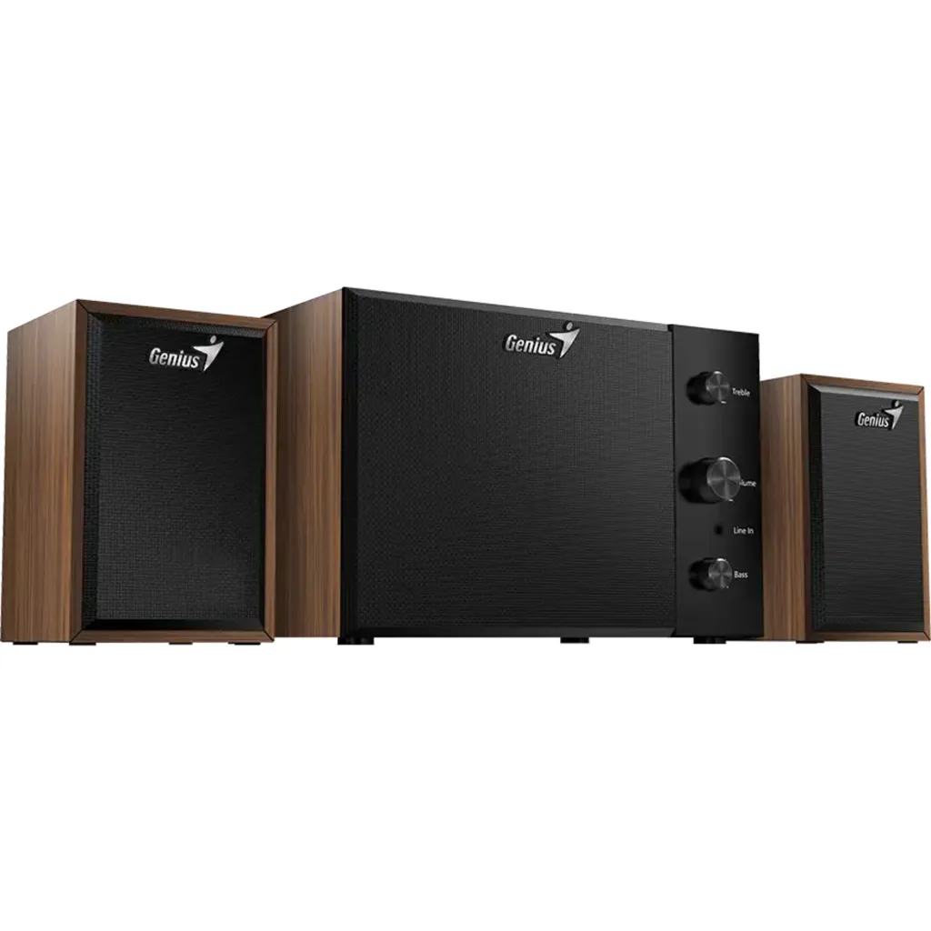 GENIUS SUBWOOFER MULTIMEDIA 2.1 TREBLE/BASS KNOB WOOD SW-2.1-350