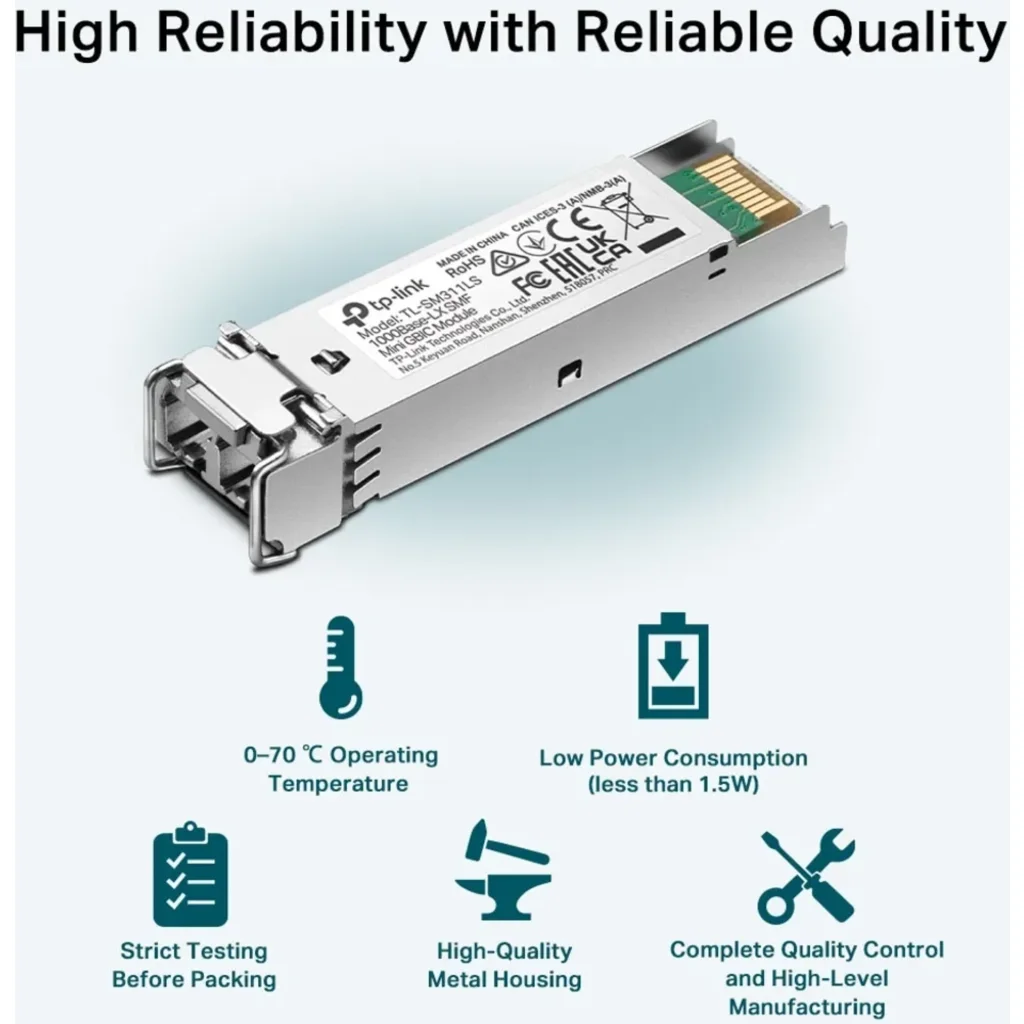 Imagen 5 de Módulo SFP TP-Link SM 2-LC/UPC 10Km 1310nm 1.25Gbp/s Gigabit LC Duplex