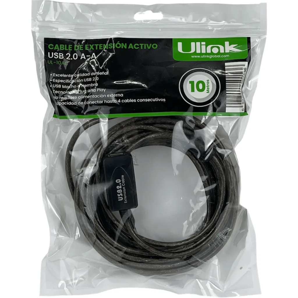 Cable Extension USB 2.0 Longitud 10 metros no requiere fuente