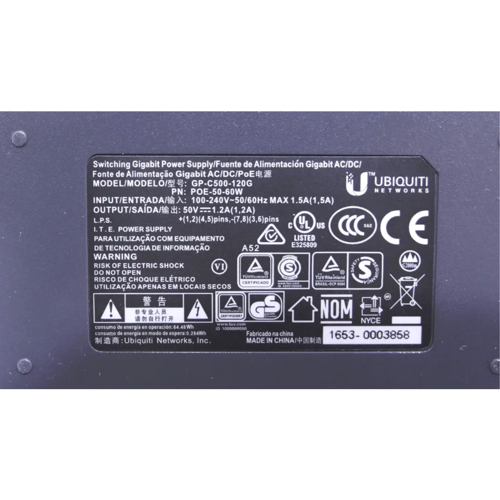 Imagen 3 de Inyector PoE Ubiquiti POE-50-60W, 50VDC/1.2A, puerto Giga Ethernet