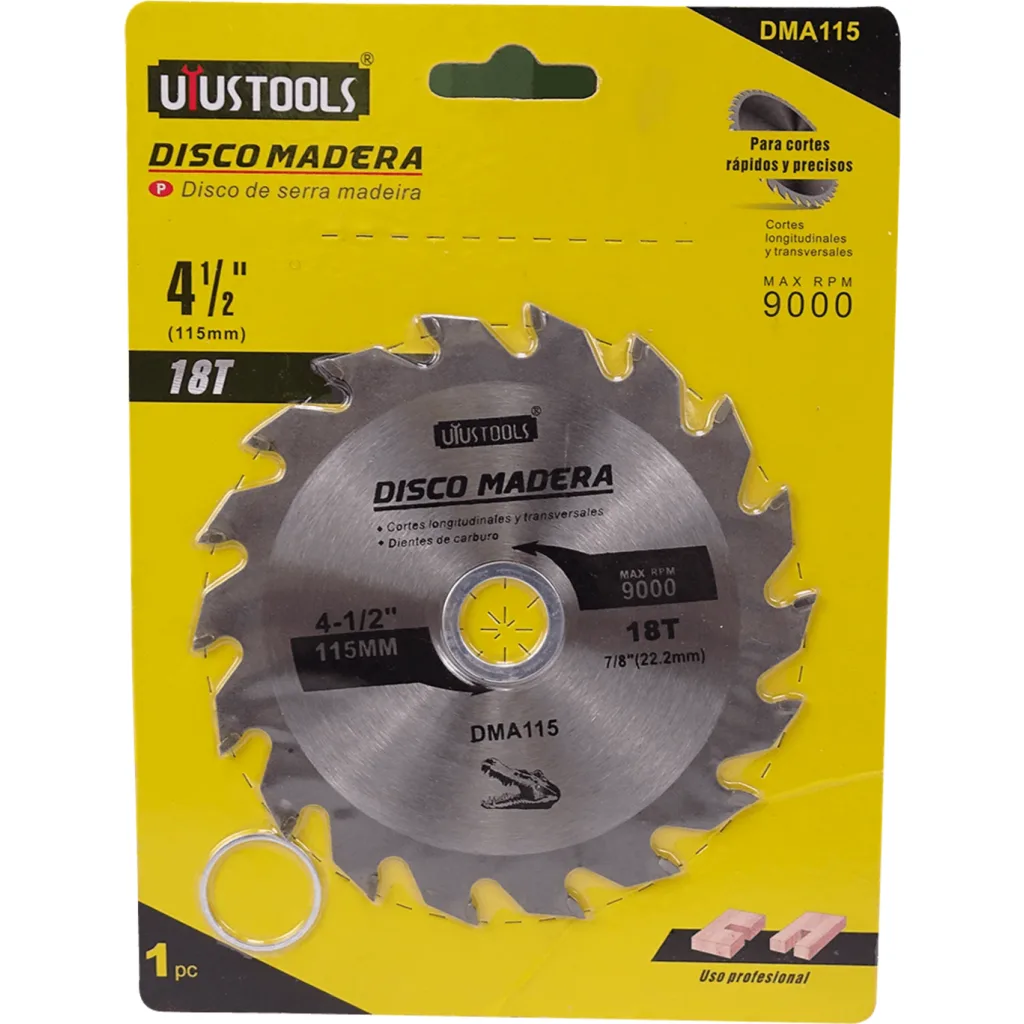 Imagen 1 de UYUSTOOLS 115mm 18T 22,2mm Disco Corte Sierra Madera Carburo DMA115