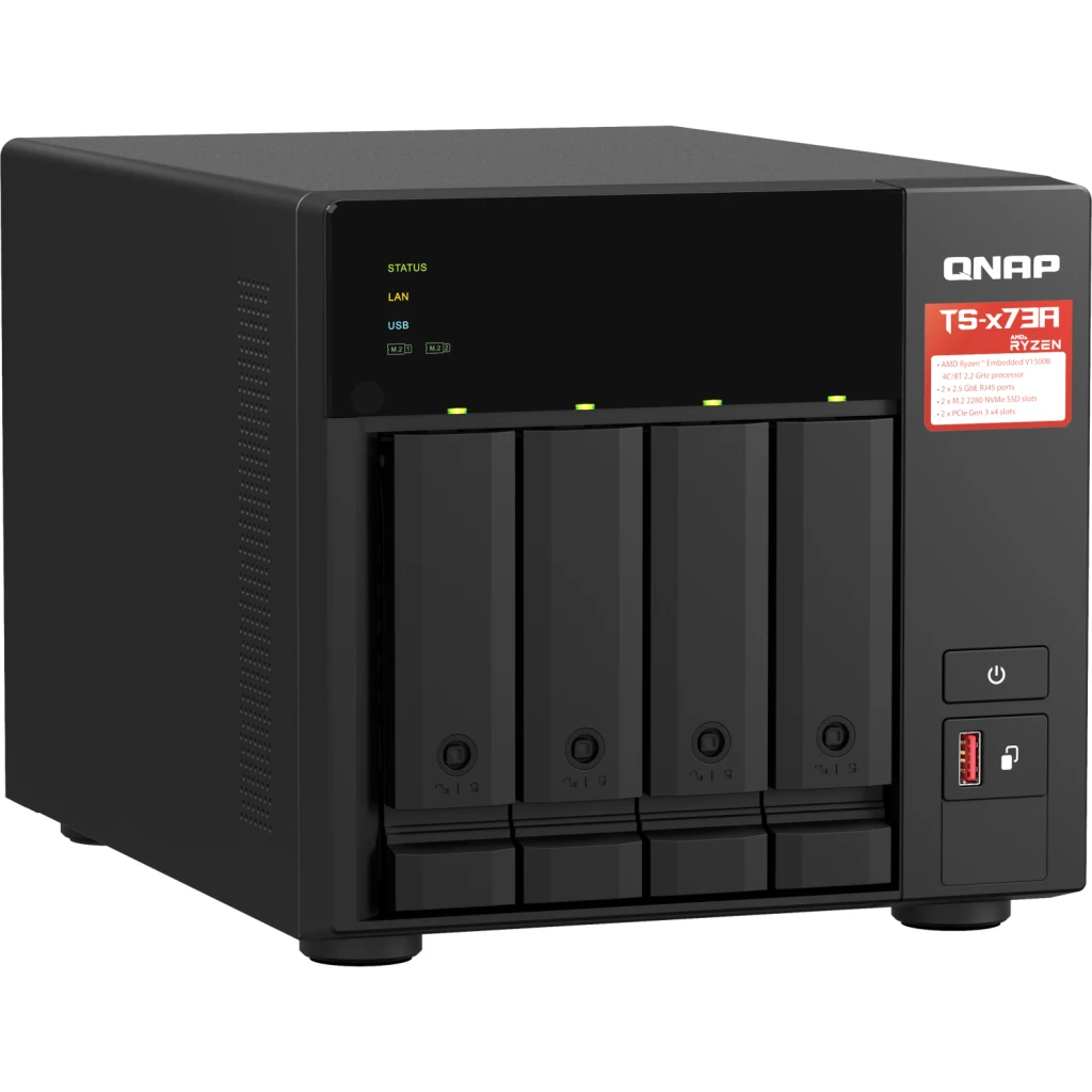 Imagen 1 de NAS QNAP TS-473A, 4 Bahias AMD Ryzen V1000 RAM 8GB iSCSI IP-SAN