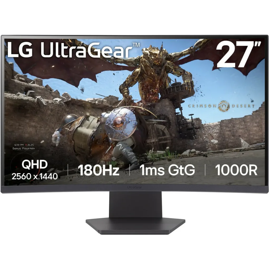 Monitor Gamer Curvo LG UltraGear 27"" QHD 2560*1440 VA HDMI D 180Hz 1ms GtG