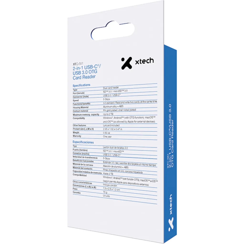 Imagen 8 de Lector de Tarjetas Xtech XTC-581, SD, MicroSD, Conexión USB 3.0, USB-C