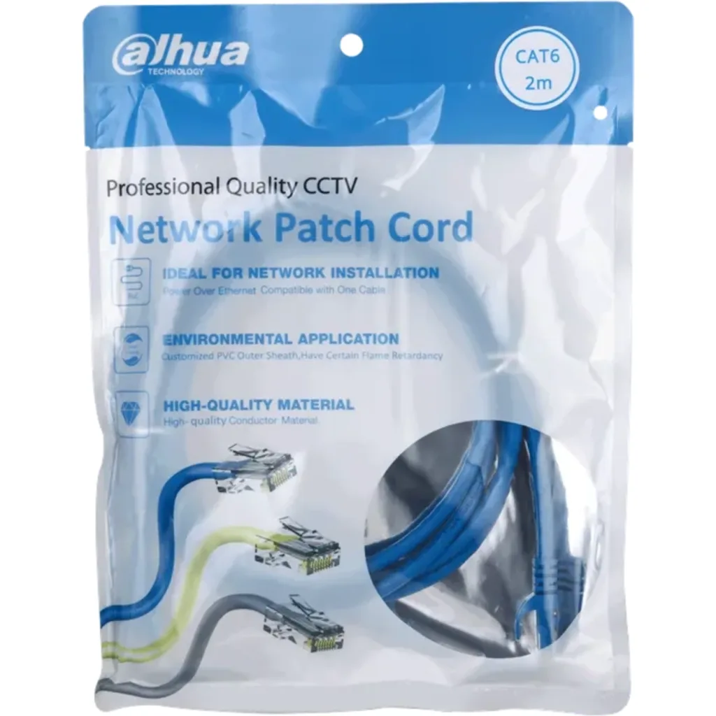DH-PFM972-6U-2-AZ. Patch cord 2 metro Dahua categoria 6 de 24AWG COLOR AZUL