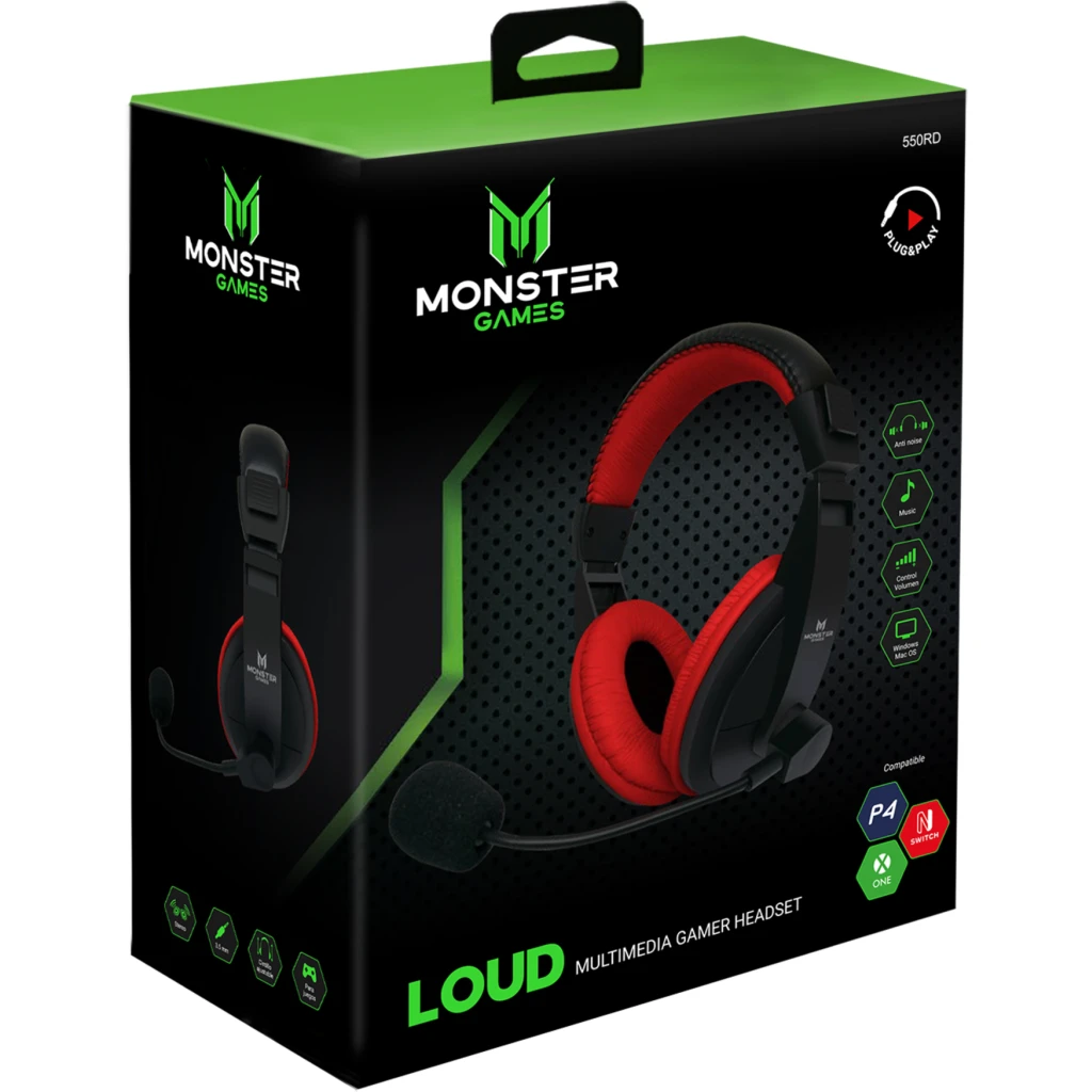 Imagen 2 de 550RD HEADSET GAMER MONSTER LOUD RED
