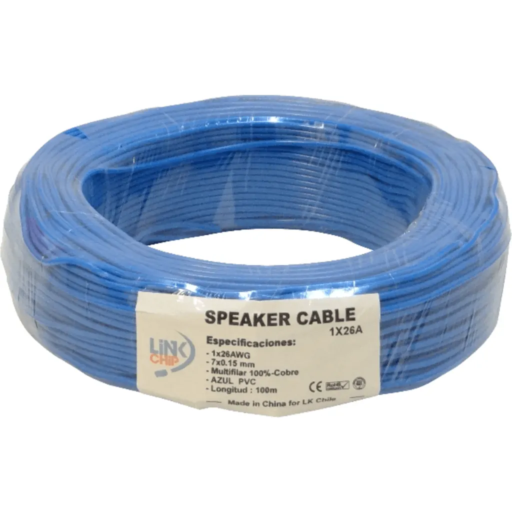 Azul 1x26awg Cobre 0,13mm2 100mt Cable Conductor Aislado PVC 7x0,15mm
