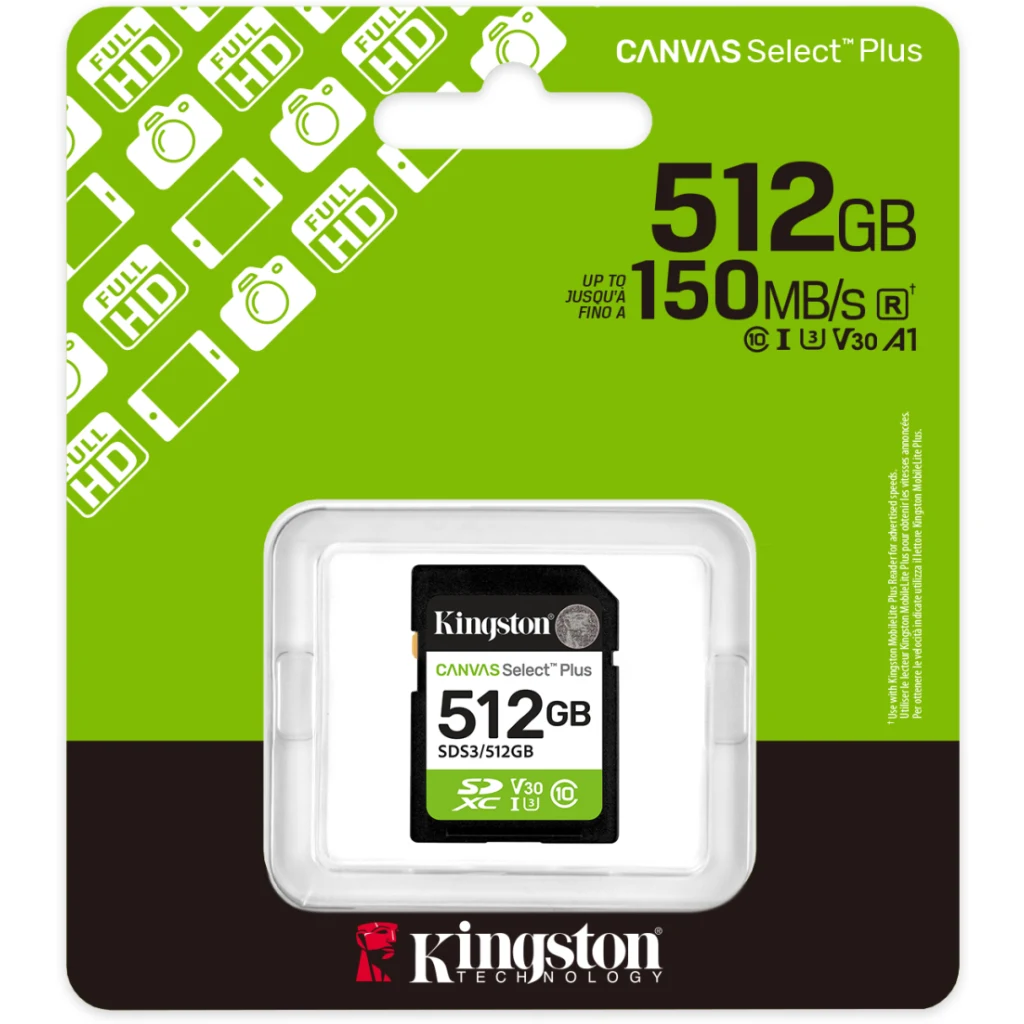 Imagen 2 de Memoria SDXC 512GB Kingston Canvas Select Plus Gen3 Cat10 UHS-I Lec 150MB/s