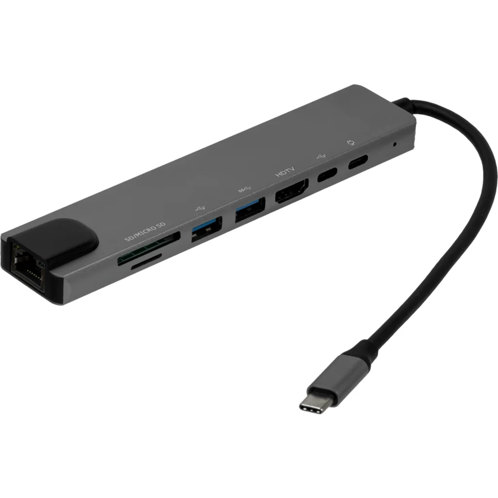 Imagen 2 de HUB USB-C a Puertos 2*USB-C HDMI USB-A SD/mSD RJ-45 10/100 Aluminio 