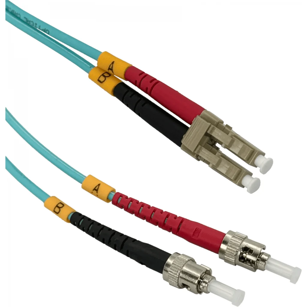 1mt LC-ST OM3 Multimodo MM Duplex Jumper Fibra 3.0mm 50/125um