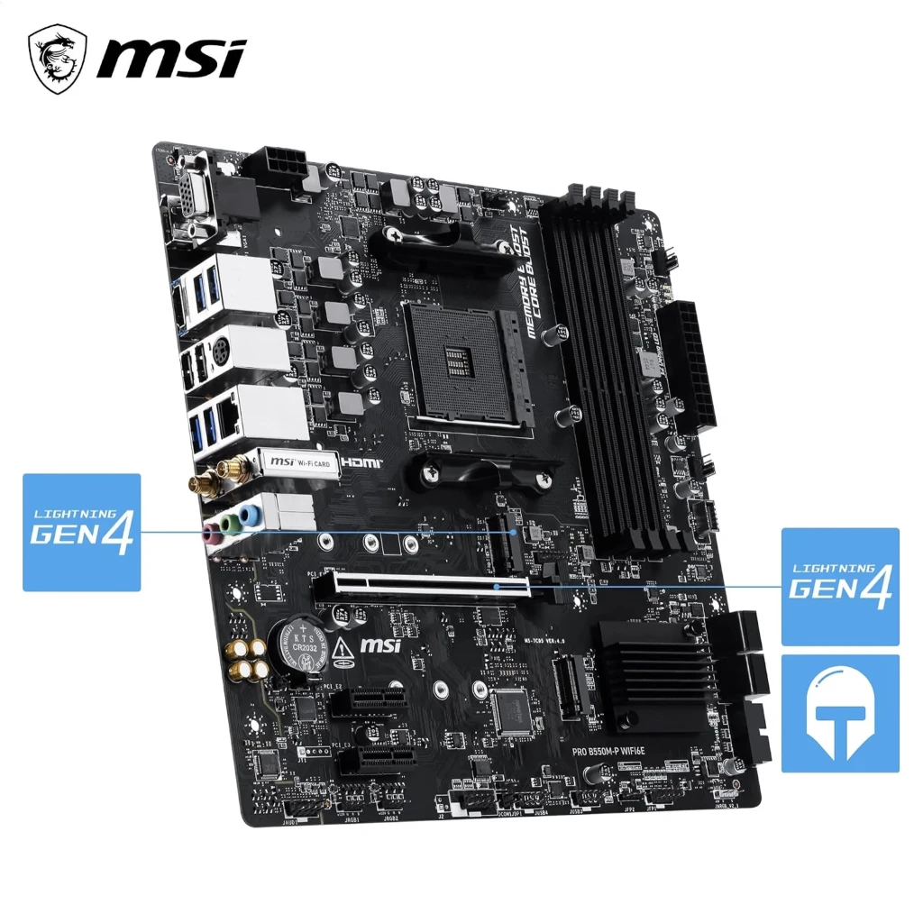 Imagen 3 de Tarjeta Madre MSI PRO B550M-P WIFI6E AM4 4*DDR4 HDMI DP WIFI6E LAN mATX