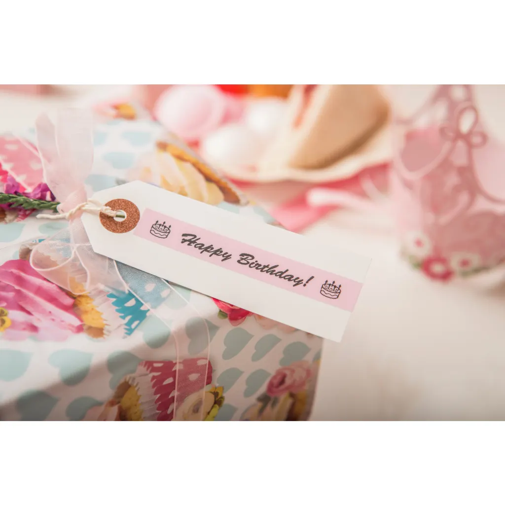 Cinta Brother TZEMQE31 12mm Negro sobre Rosa Pastel