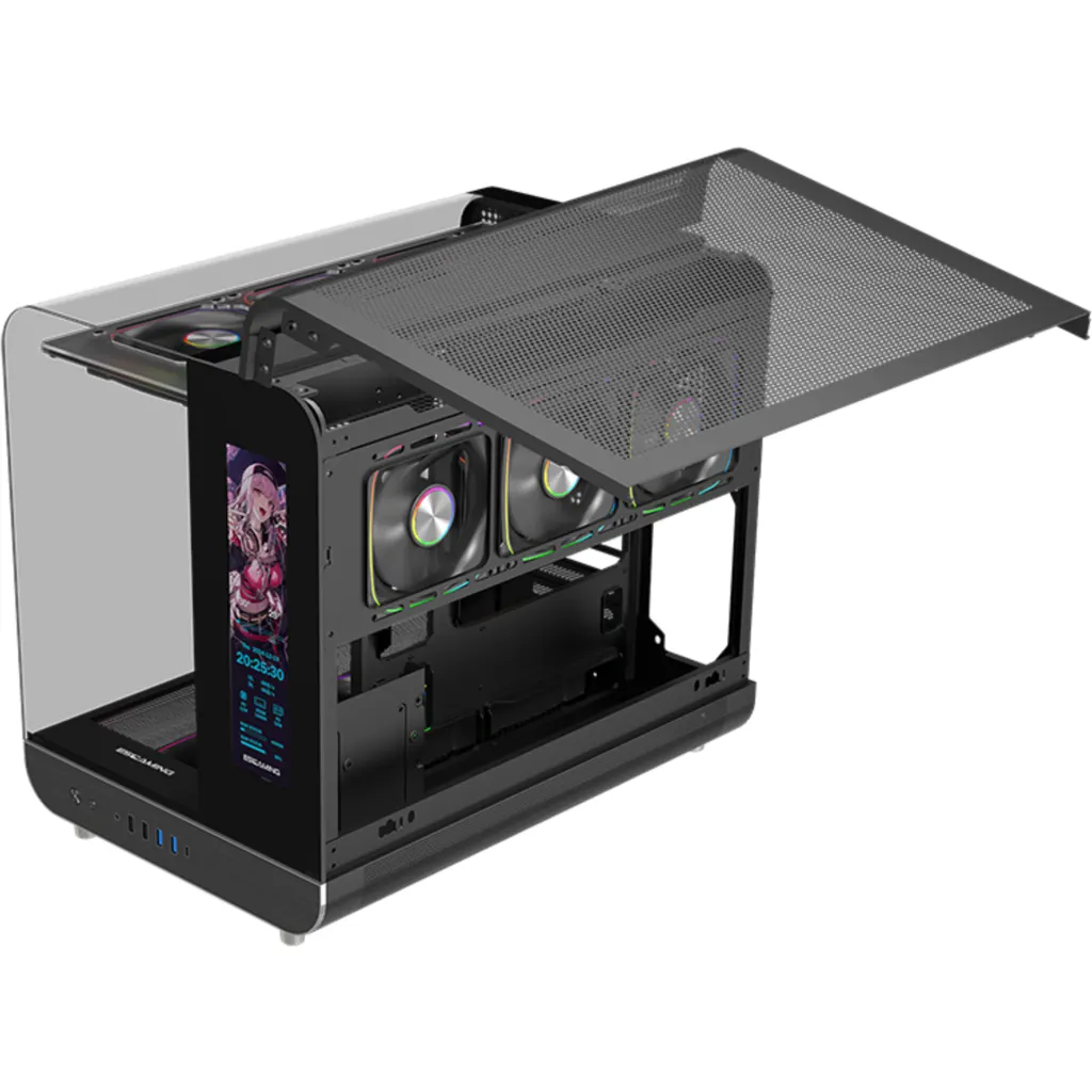 Imagen 6 de Gabinete Gamer XPH Negro | Micro ATX / ITX | 9 Ventiladores ARGB + Controladora + Control Remoto | Pantalla Pixel | USB 3.0 x2 + USB-C