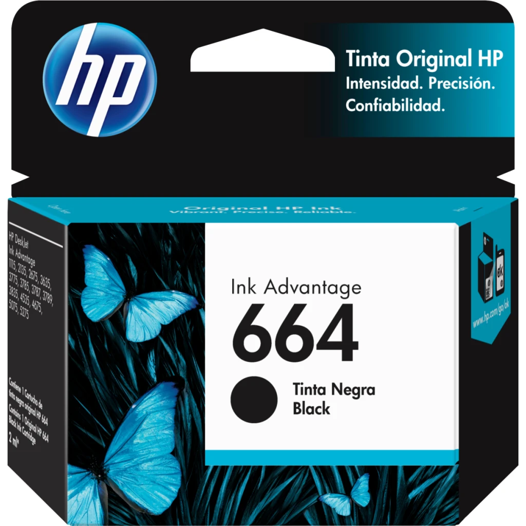 Cartridge HP 664 Negro Tinta para Deskjet IA 1115/2135/3635/3775, 120Pág 2ml 