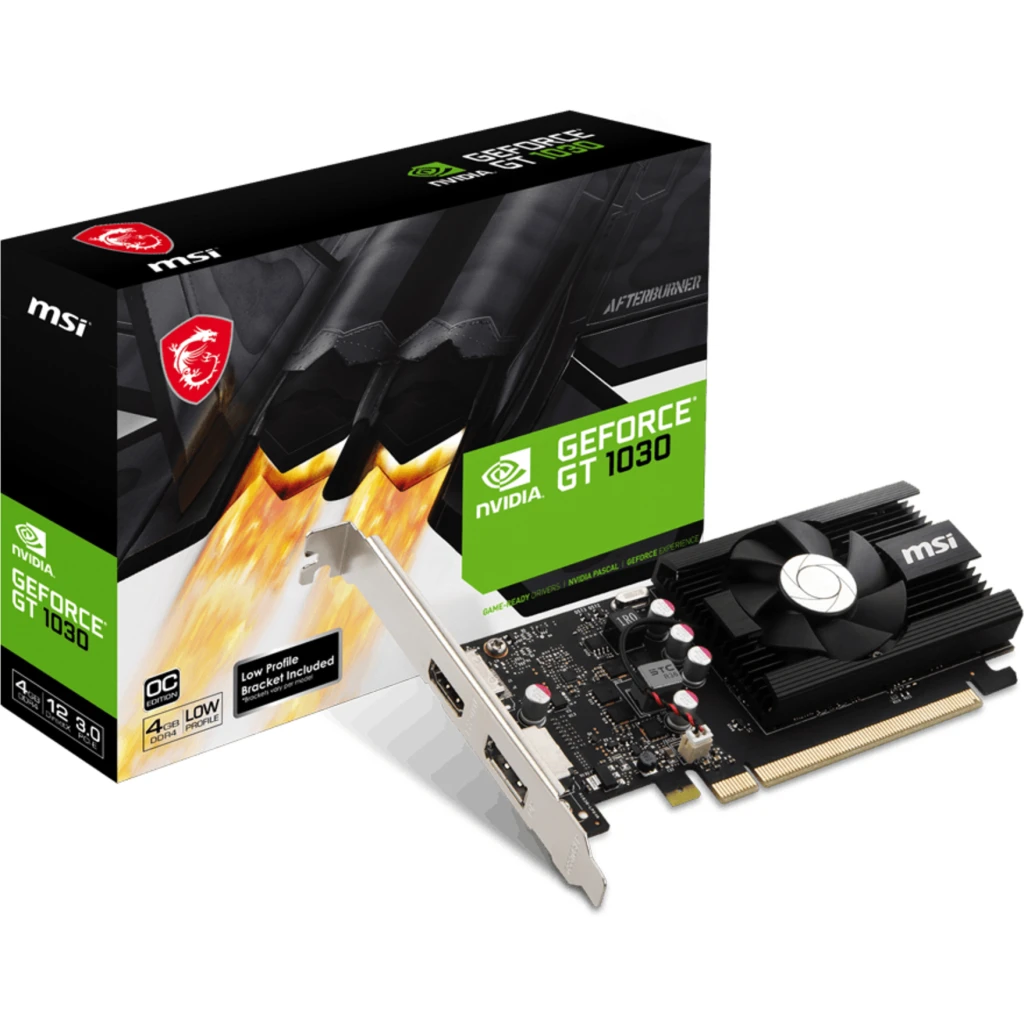 Tarjeta de Video MSI GF-GT 1030 4GD4 LP OC 4GB DDR4 PCIe3.0 x16 DP HDMI LowProf