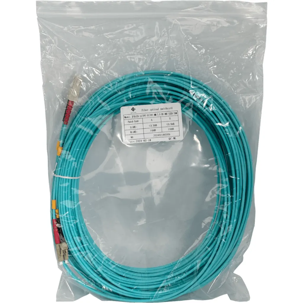 Imagen 1 de 25mt LC-SC OM3 MultiModo MM Duplex Jumper Fibra 50/125um 3.0mm LSZH