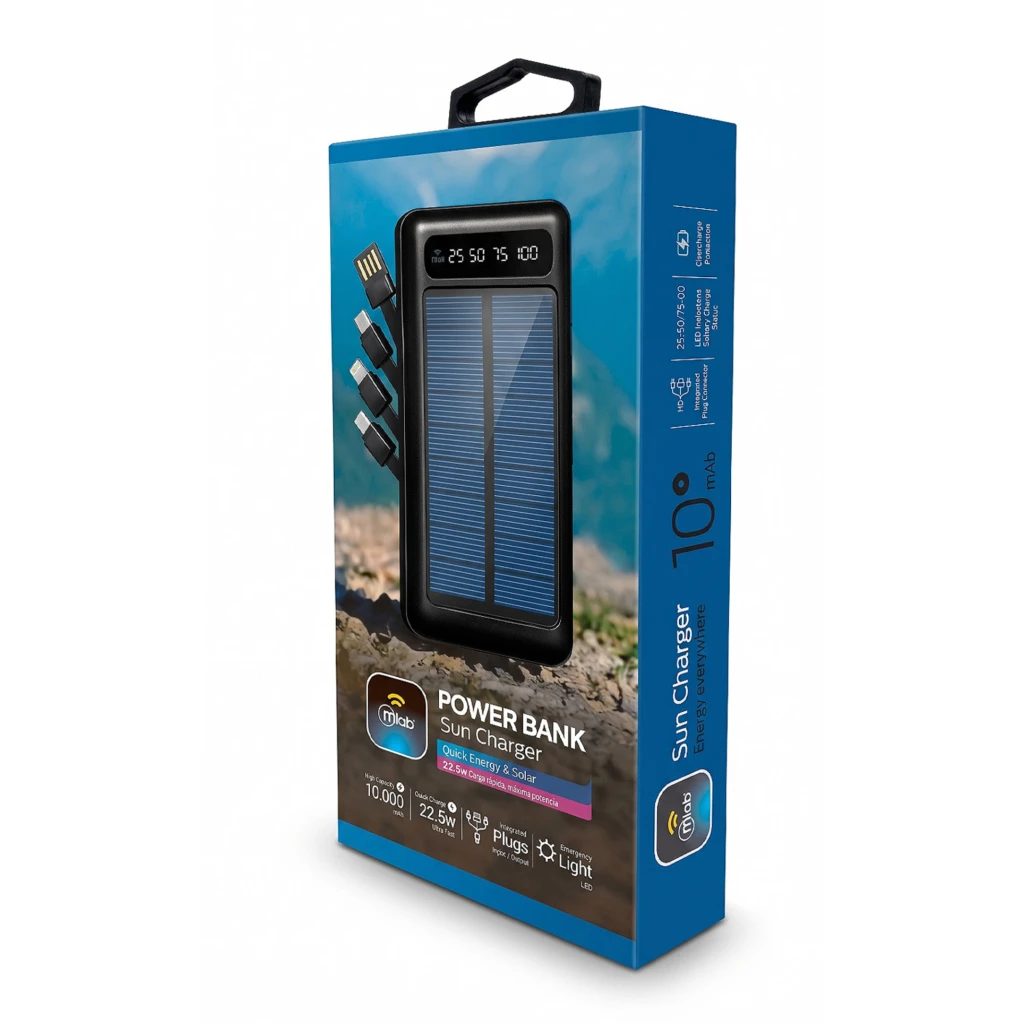 Imagen 6 de MLAB POWERBANK RAPIDO SOLAR  10.000mAh / 22.5W  CARGADOR PORTATIL SUN CHARGER