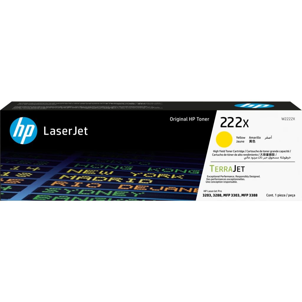 Toner HP 222X AMARILLO, para LJ 3203 3288 / MFP 3303 3388, 2500 Páginas