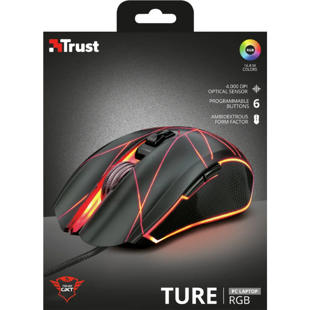 Imagen 8 de Mouse Gamer Alámbrico Trust GXT160 TURE RGB Óptico 4000DPI 7 Botones USB-A Negro
