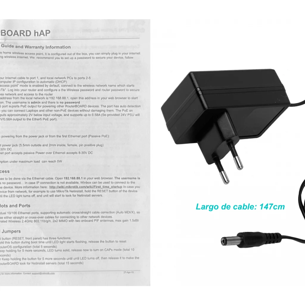 Imagen 3 de MIKROTIK L4 22dBm 1,5dBi 5-100 2,4GHz 2x2 inc-24V USB RB951Ui-2nD