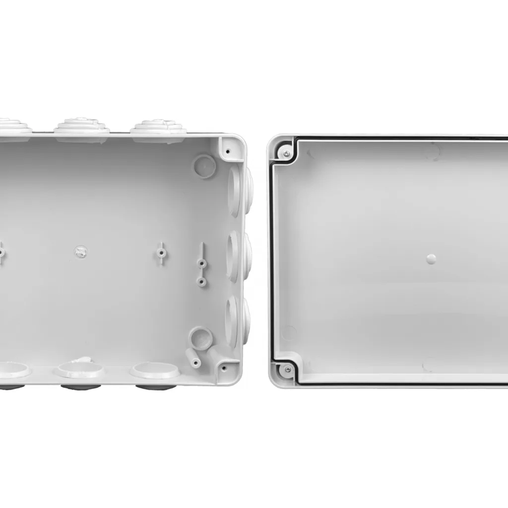 255x200x80mm Caja Estanca Blanca IP55 12-Conos 4-Tornillos