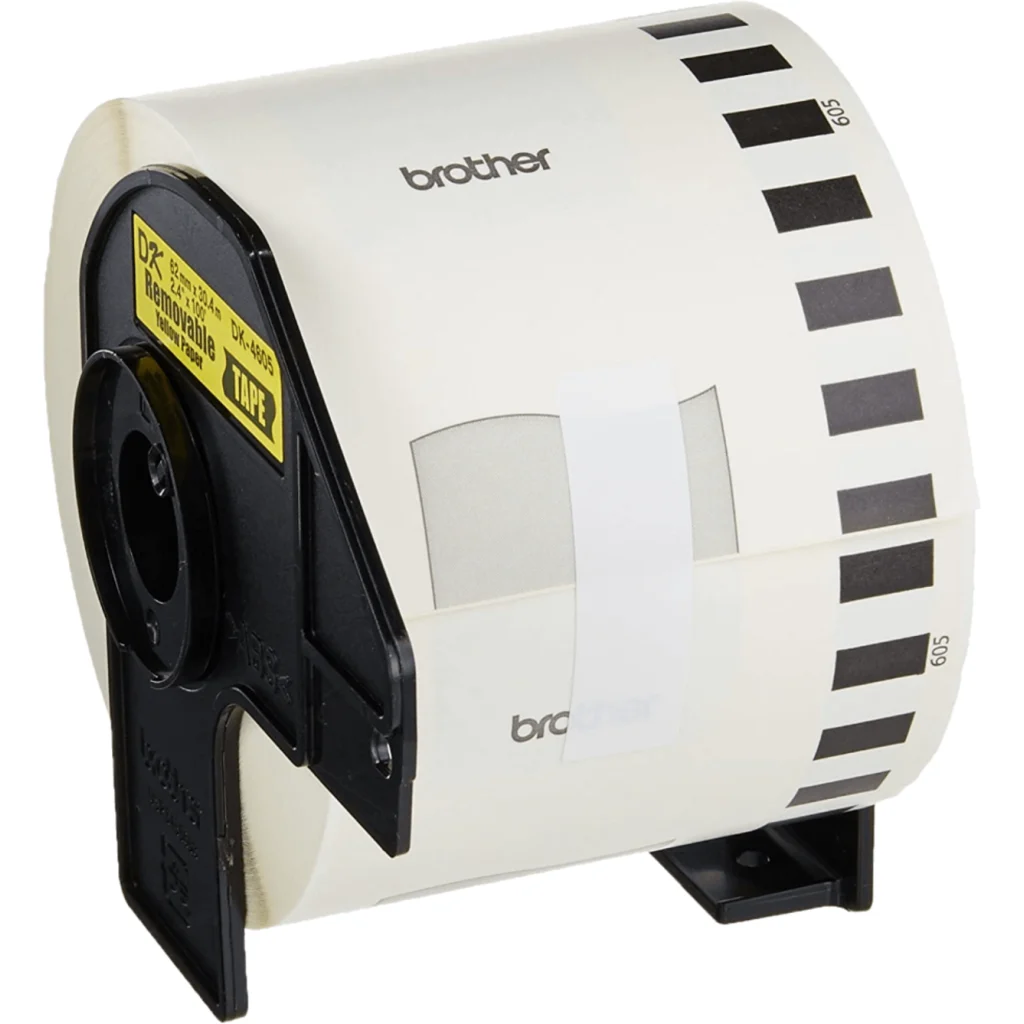 BROTHER Adh-Removible 62mm 30,4mt Negro sobre Amarillo Papel-Cont p/QL