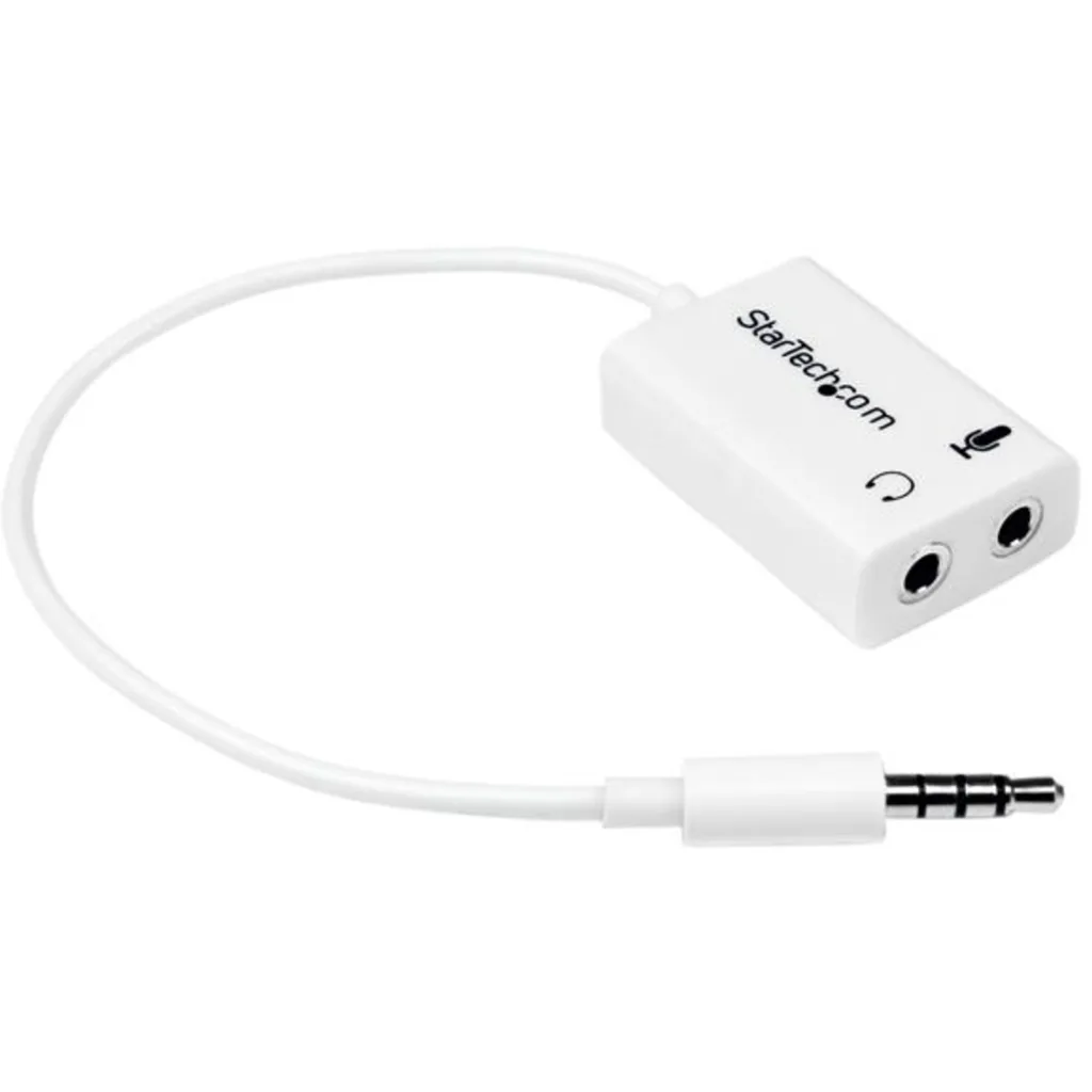 Adaptador de Audio StarTech Mini Jack 4 pin Macho a 2x 3 pin Hembra Jack/Mic