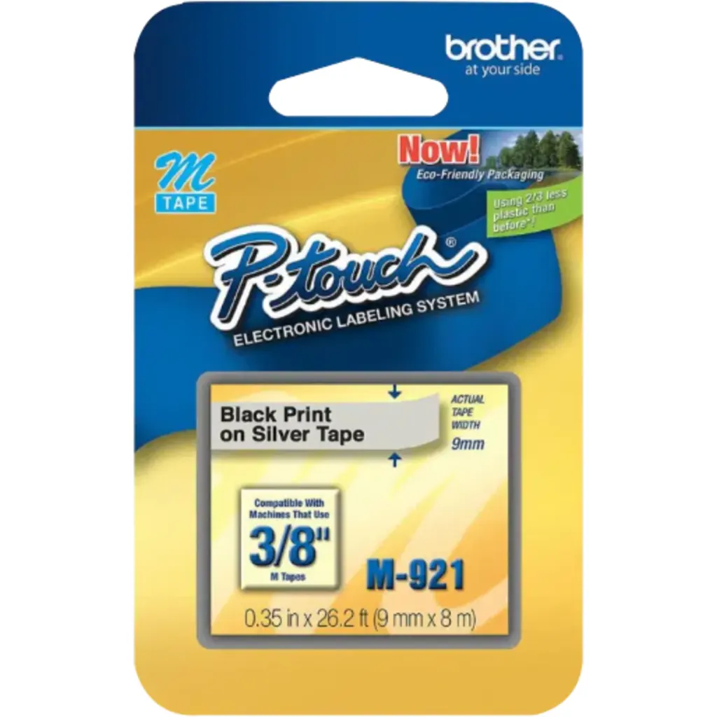 Imagen 1 de BROTHER 9mm Negro en Fondo Plateado Cinta 8mt p/PT-90