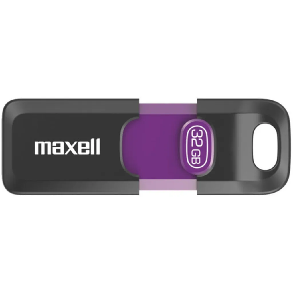 Pendrive 32GB Maxell FLIX-32GB, USB-A Lec24MB/s Esc10MB/s Color negro/morado