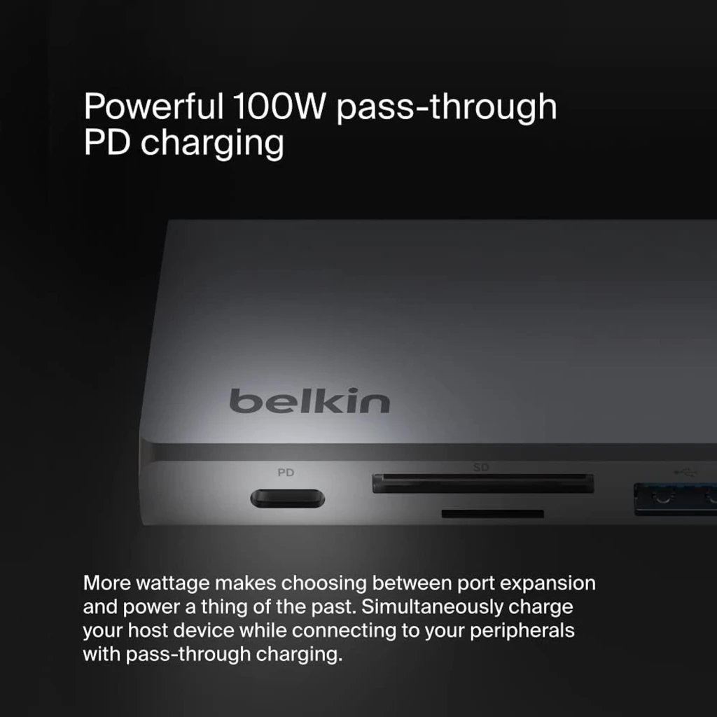 Imagen 8 de Adaptador HUB multipuerto USB-C 7 en 1 Belkin USB-A USB-C HDMI Lector MicroSD