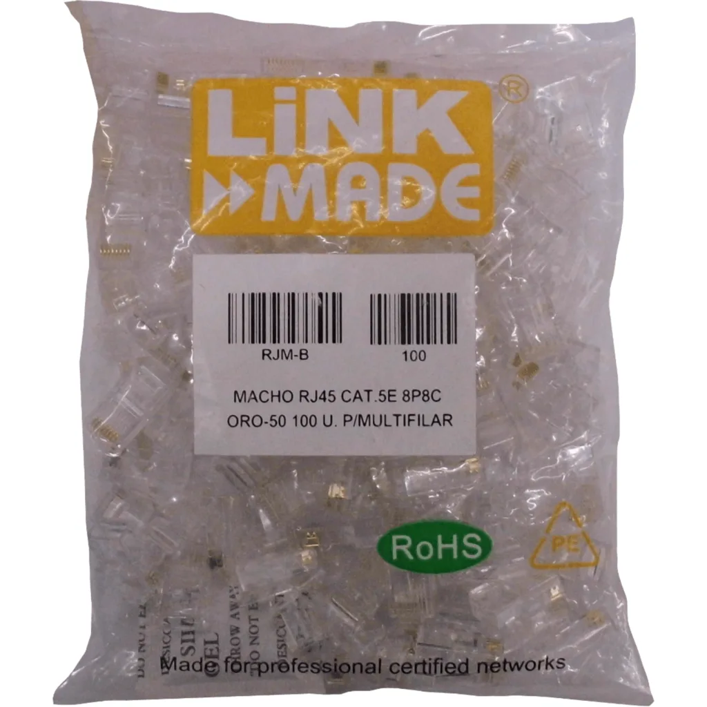 Imagen 2 de Conector RJ-45 Cat5e UTP 100-unids p/Multifilar - LINKMADE