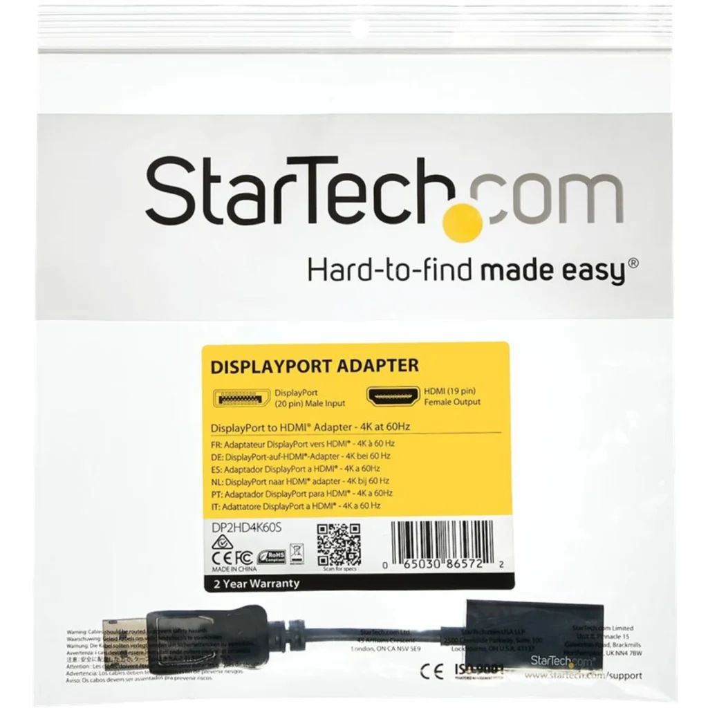 Adaptador Conversor DisplayPort Macho a HDMI Hembra 4K 60Hz