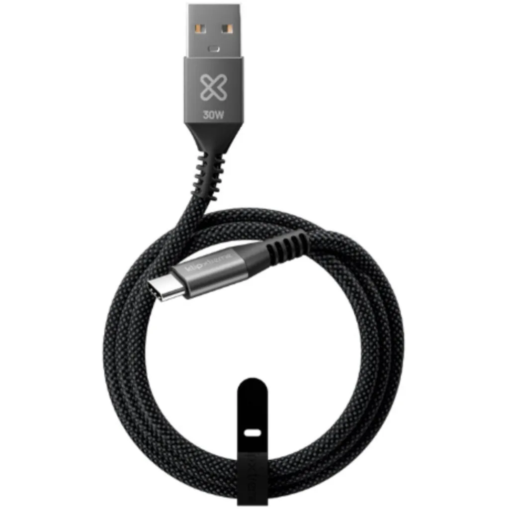 Klip Xtreme - USB cable - 24 pin USB-C - 9 pin USB Type A - 1 m - Black - 30W Braided Fast charging