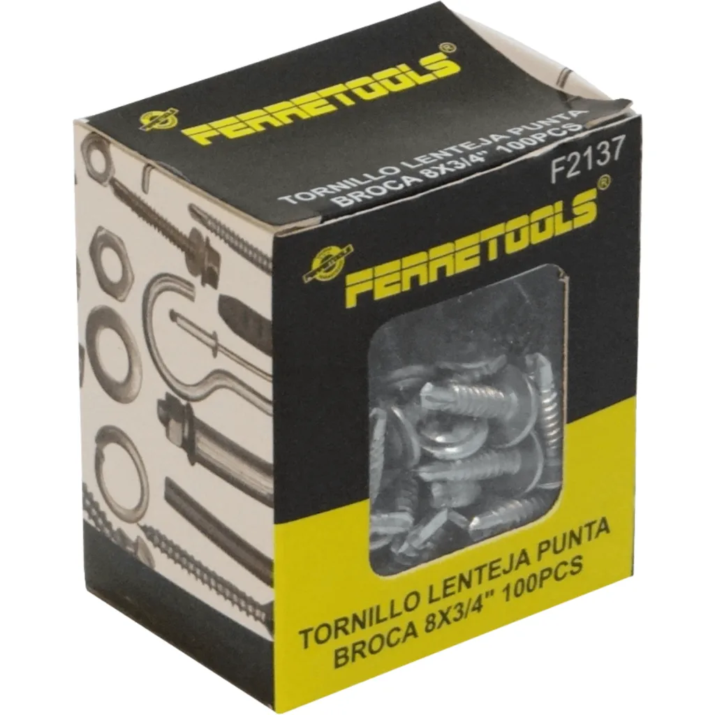 Imagen 1 de Lenteja-10mm 100u. 8x3/4 Largo-19mm Zn Tornillo Autoperforante 0,75p