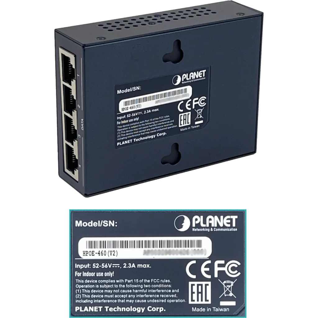 PLANET HUB 4-PoE+af/at 120W-Tot Gigabit inyector Multiple inc54V/130W
