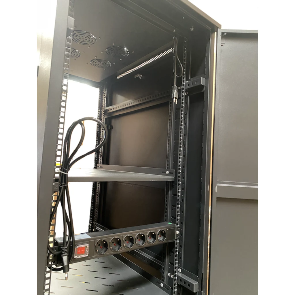 Imagen 2 de Rack con Puerta de Vidrio Color Negro 42U 1000mm 100CM-FONDO C/TURB-BAND