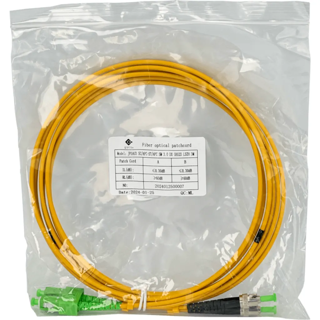 Imagen 1 de 3mt SC/APC-ST/APC MonoModo SM Duplex Jumper Cable Fibra 9/125um 3mm