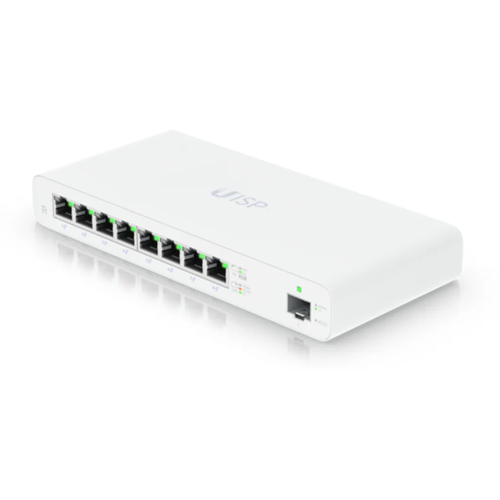 Router Ubiquiti UISP-R, 8 Puertos GbE RJ45, 1G SFP, PoE, 110W