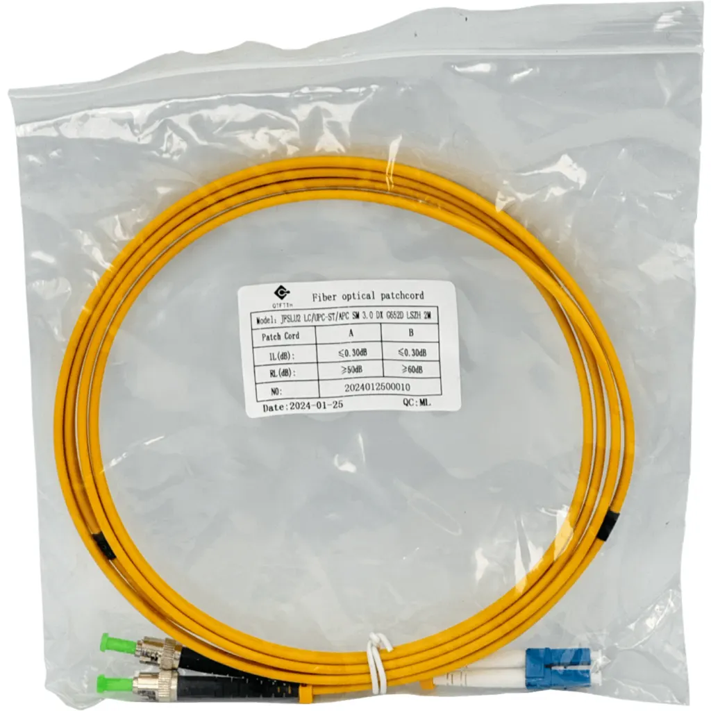 Imagen 1 de 2mt LC/UPC-ST/APC MonoModo SM Duplex Jumper Cable Fibra 9/125um 3mm