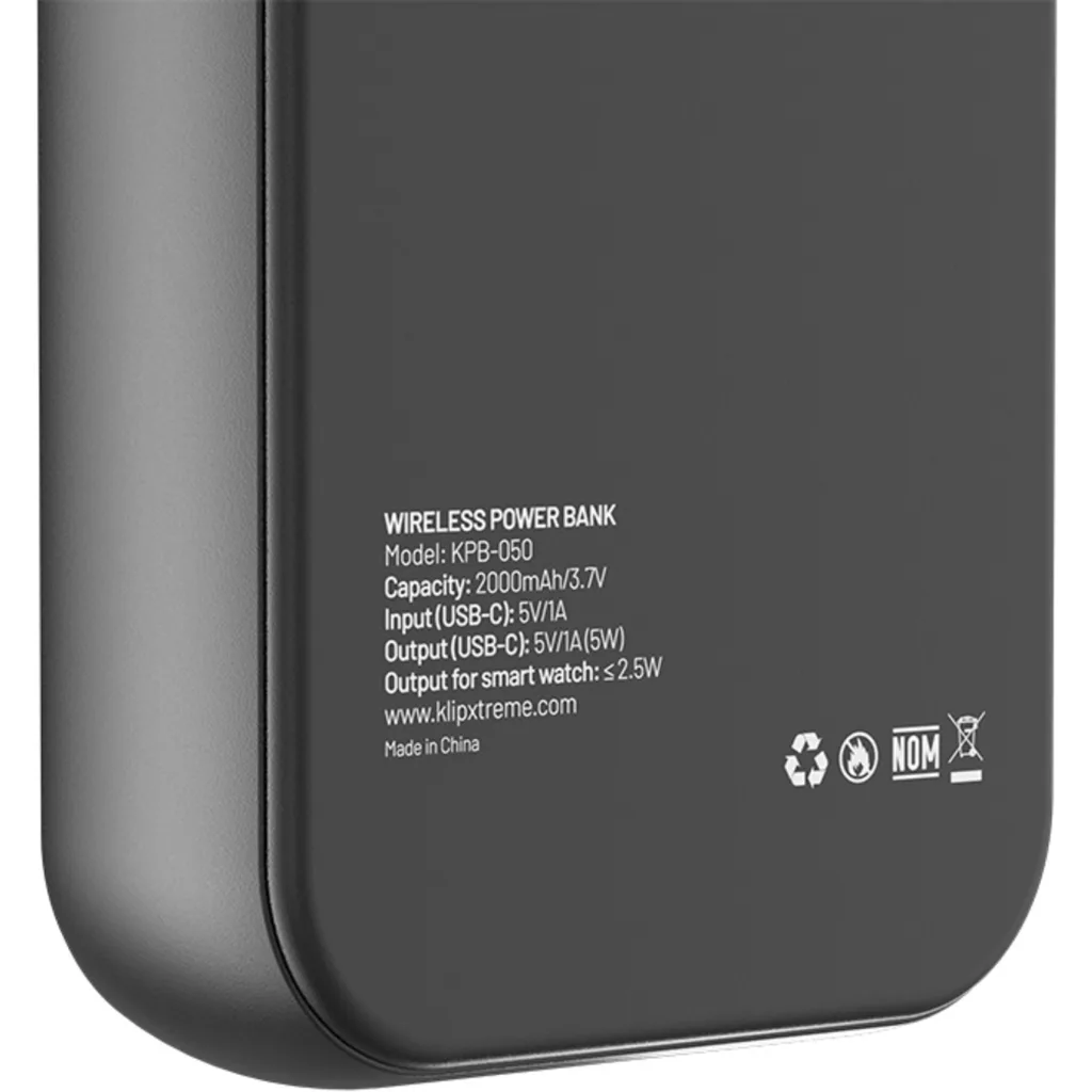 Imagen 5 de Klip Xtreme - Power bank - 24 pin USB-C - Apple Watch - Lithium polymer - Para Universal - 2.000mAh Wireless charging