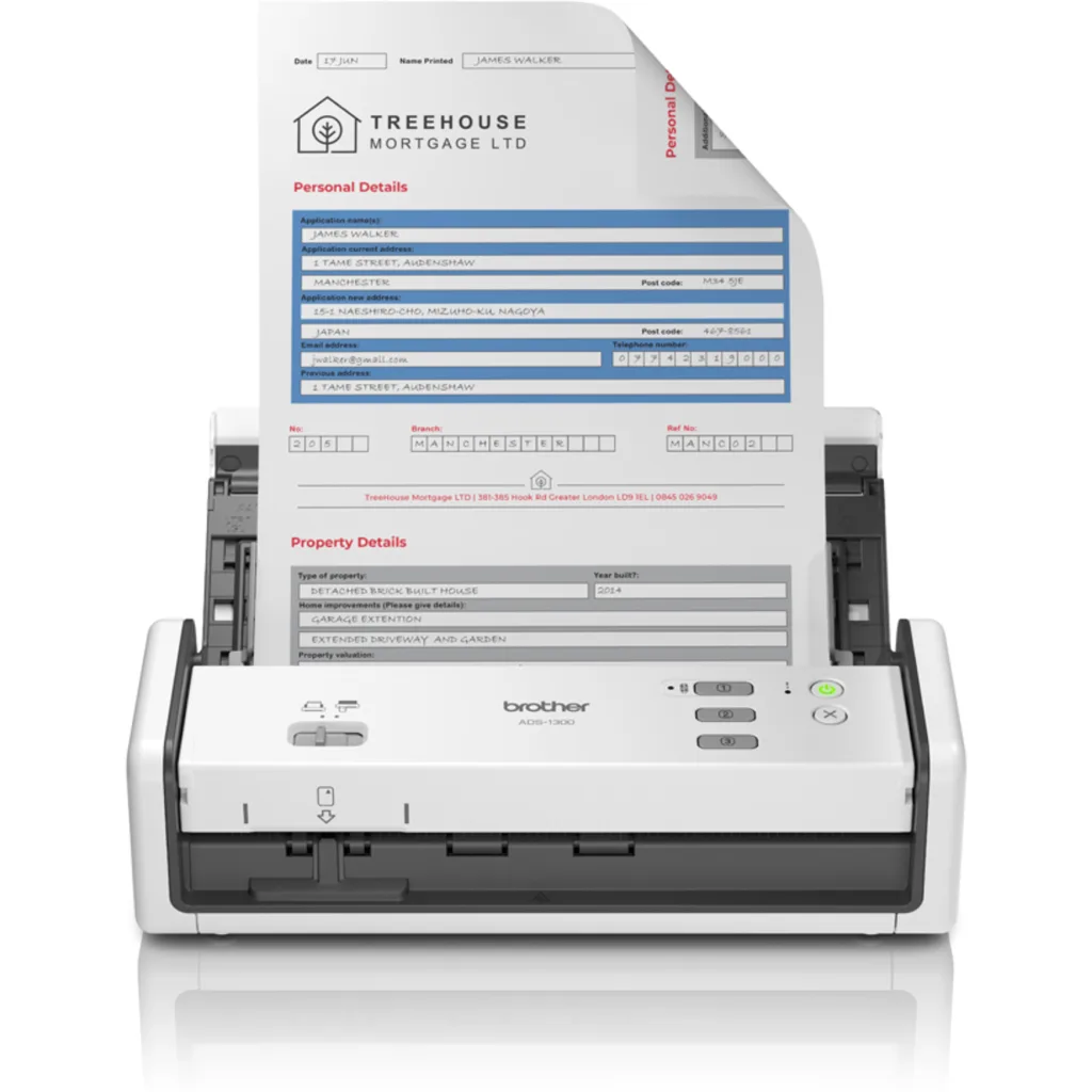 Escáner de Escritorio Brother ADS1300, 30ppm 60ipm ADF USB-C USB2.0 Host