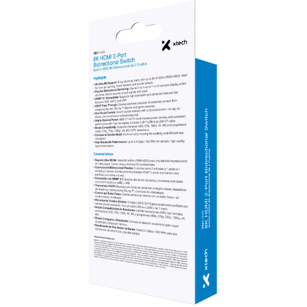 Imagen 8 de Xtech - 8K HDMI 2-Port Bidirectional Switch - Aluminum Alloy XHA-440