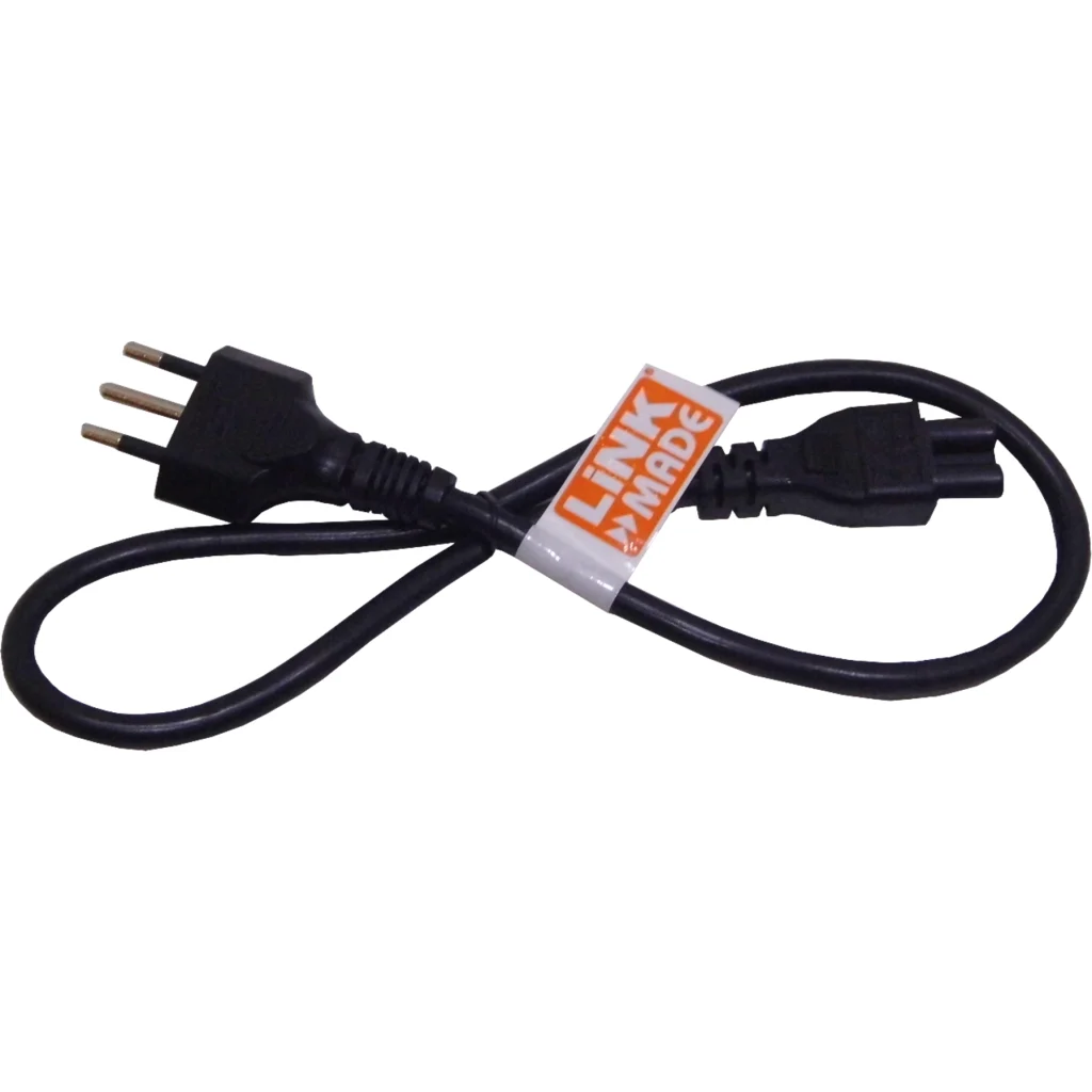 Cable de Poder Trebol C5 Hembra a Chile Macho 6A 60cm 3X0 75mm2 Negro Linkmade