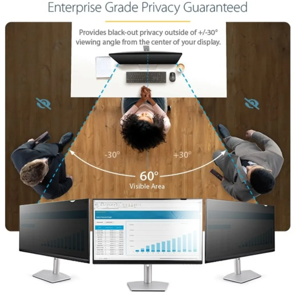 Imagen 1 de StarTech.com Filtro de Privacidad para Monitor de 27IN Universal Mate o Brillante con Reducción de Luz Azul  (PRIVSCNMON27) - Filtro de confidencialidad de pantalla - 27" de ancho - transparente - Conforme a la TAA - para P/N: ARMPIVOTE2, ARMUNONB1, FPPNEUSTND