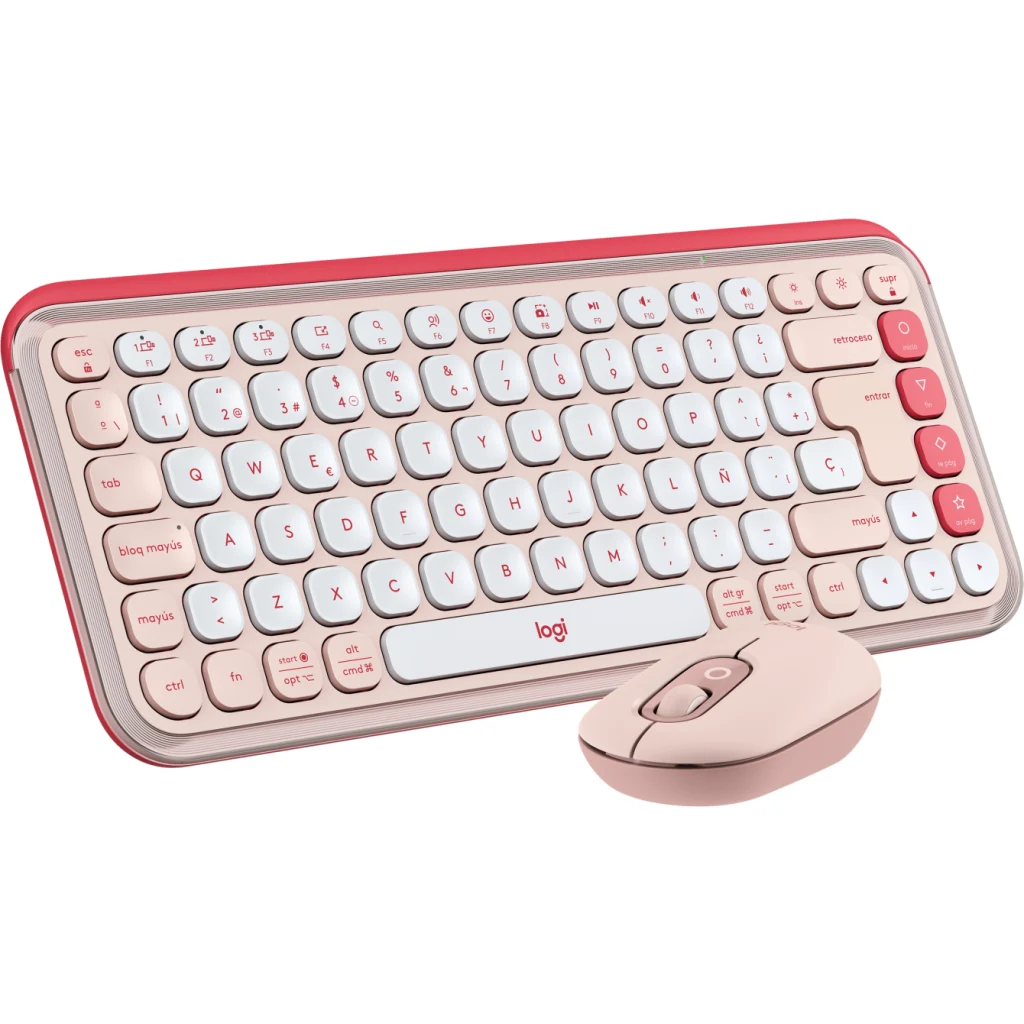 Imagen 3 de Kit Teclado Mouse Logitech Pop Icon Conectividad Inalámbrica BT Rosado/Blanco