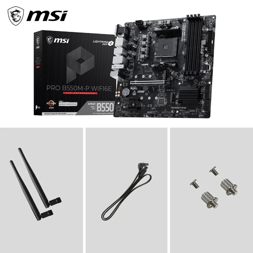 Imagen 5 de Tarjeta Madre MSI PRO B550M-P WIFI6E AM4 4*DDR4 HDMI DP WIFI6E LAN mATX