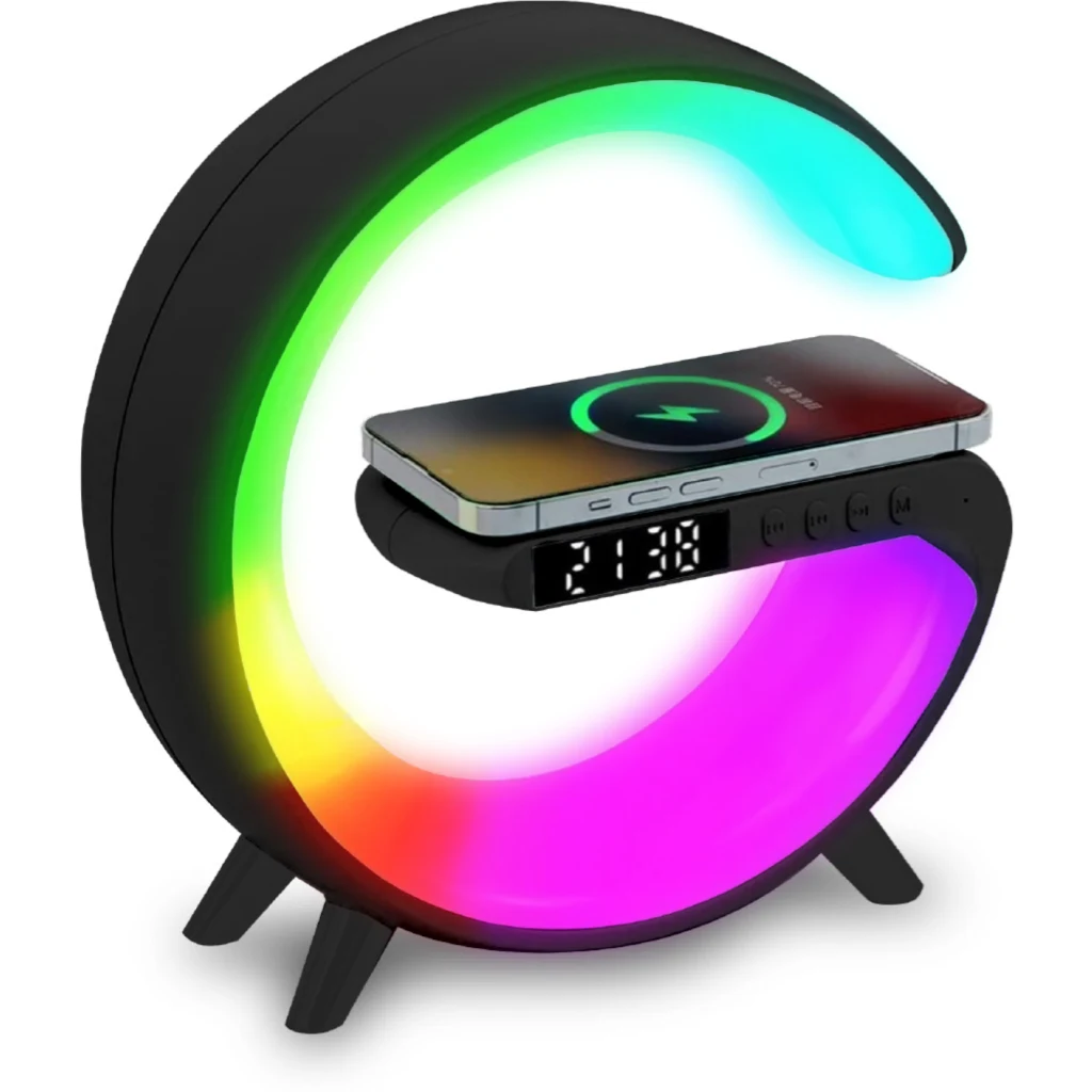 MLAB PARLANTE MY LIL G 5 IN 1 CARGADOR INALAMBRICO+LUZ RGB+RELOJ+ALARMA BLACK