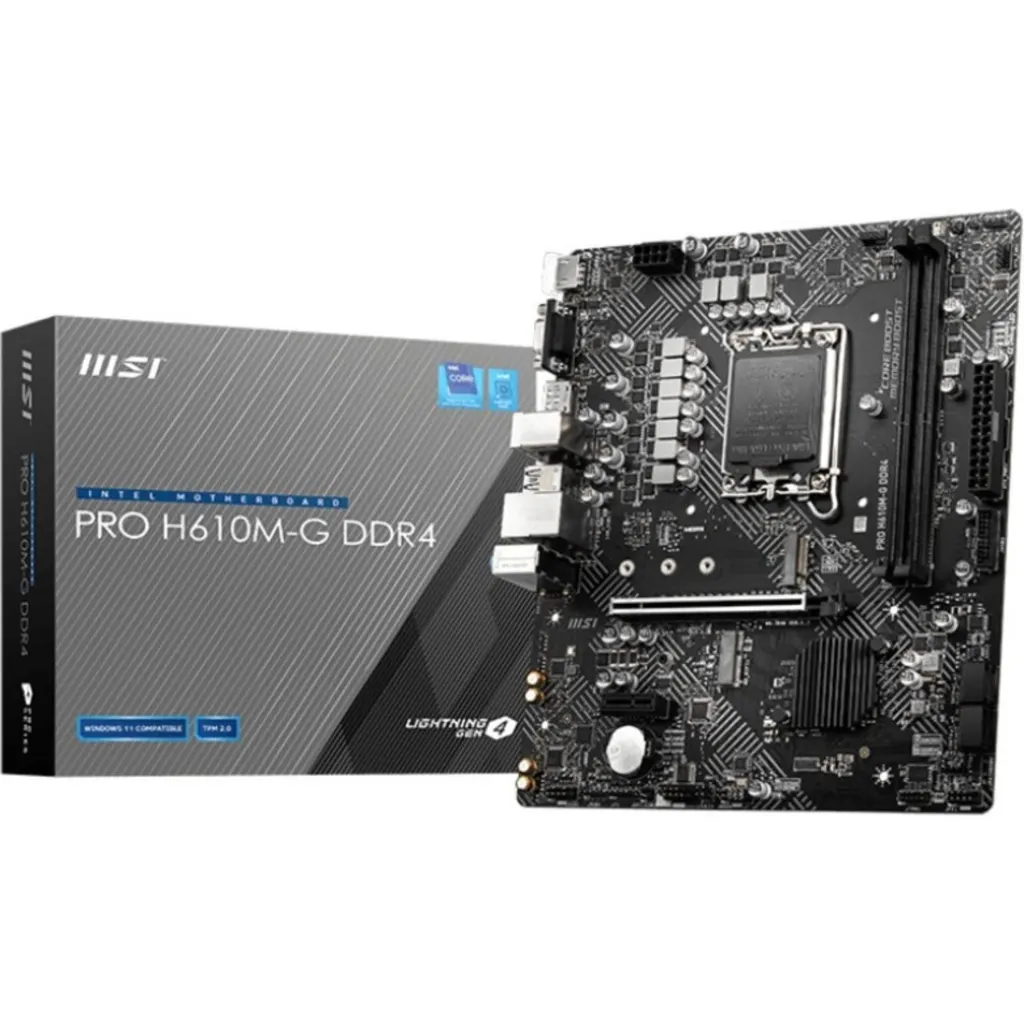 Tarjeta Madre MSI PRO H610M-G DDR4 LGA1700 12°G 2*DDR4 M.2 DP HDMI VGA PS2 mATX