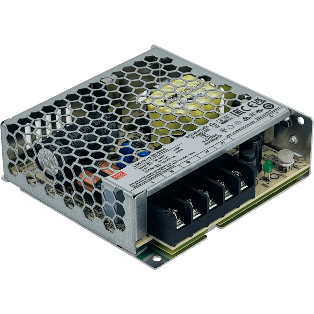 Imagen 2 de MEANWELL 75W 15V 5A Open-Frame Fuente-Poder 100-240VAC Ajustable